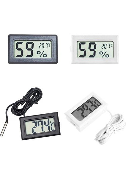 Beyaz 1m Telli Mini Dijital LCD Kapalı Uygun Sıcaklık Sensörü Nem Ölçer Termometre Higrometre Ölçer Buzdolabı Akvaryum Için (Yurt Dışından)