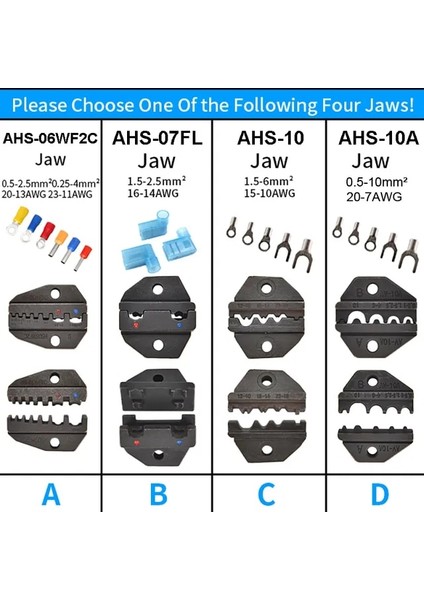 Birini Seçin D A03B A40J A05H A02H2 A12 A02H Kalıp Setleri Hs-Fse- Am-10 Sıkma Pensesi Makinesi Kalıpları Fiş Tüpü HS-40J FSE-40J Em-6b1 Em-6b2 (Yurt Dışından)
