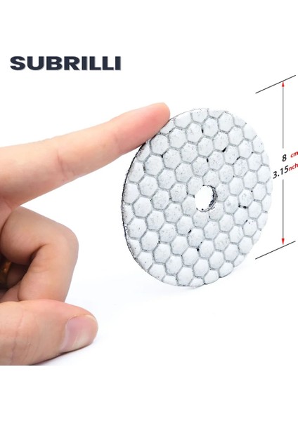 GRIT800 1 Adet 3 Inç Subrıllı 3" Elmas Parlatma Parlak Ped Kuru Kullanım Taş Mermer Granit Cam Cilası Fayans Zımpara Diski Parlatma Diski 1 Adet (Yurt Dışından)