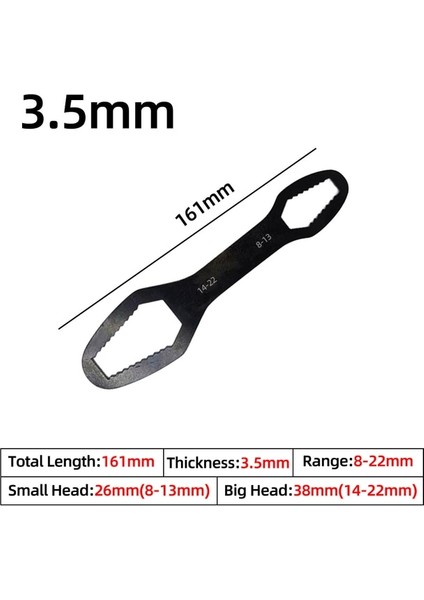 161MM 8-22MM 3.5mm 1/2 Adet Çift Uçlu Evrensel Torx Anahtarı 8-22MM Kendinden Sıkma Torx Anahtarı Gözlük Anahtarı Çok Amaçlı El Tamir Araçları (Yurt Dışından)