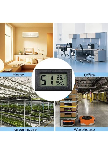 Beyaz 2m Telli Mini Dijital LCD Kapalı Uygun Sıcaklık Sensörü Nem Ölçer Termometre Higrometre Ölçer Buzdolabı Akvaryum Için (Yurt Dışından)