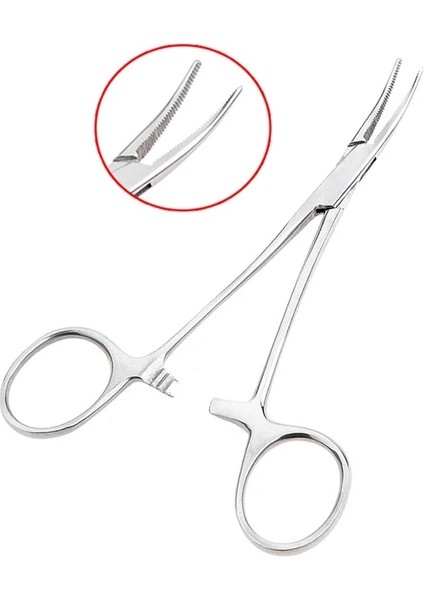 Kavisli Ağız 12.5cm Paslanmaz Çelik Kavisli Uç ve Kilitleme Kelepçesi Için Düz Uçlu Forseps Hemostatik Forseps Arteriyel Forseps Kelepçe Balık Kancası Pense (Yurt Dışından)