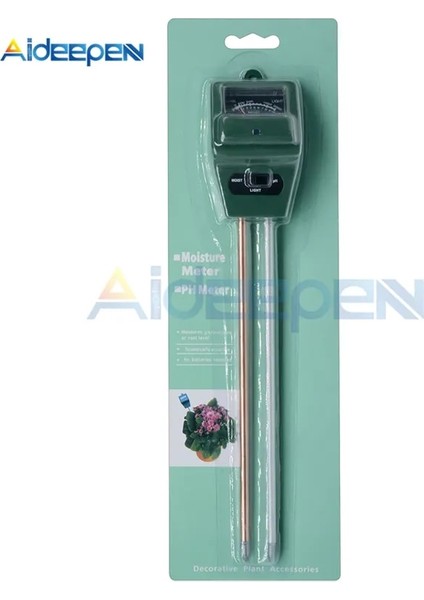 Yeşil 3 In 1 Toprak Nem Güneş Işığı Ph Ölçer Higrometre Dijital Test Cihazı Bitkiler Çiçekler Asitlik Nem Ölçümü Bahçe Aracı (Yurt Dışından)