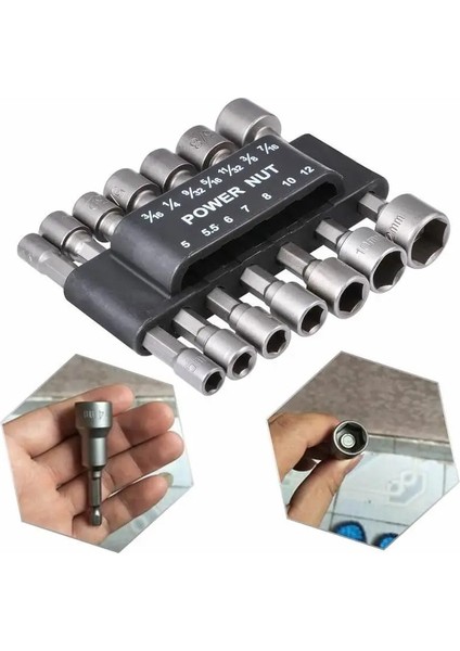 14 Adet Matkap Ucu Seti Elektrikli Somun Anahtarı Matkap Ucu Seti 14 Adet Altıgen Soket Kol Nozulları Adaptörü 14-12MM Manyetik Somun Anahtarı Seti(Yurt Dışından)