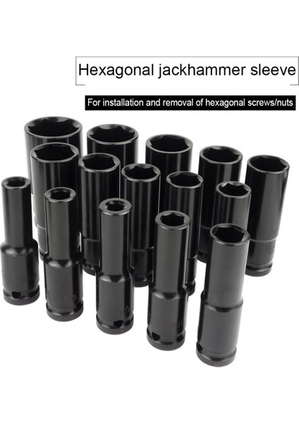 17MM 1 Adet 1/2 ''uzun Darbe Soketleri 6 Noktalı Altıgen Anahtar Siyah Metrik 8 ~ 19MM Soket Kafası Yüksek Tork Pnömatik Anahtar Mekanik Aletler (Yurt Dışından)