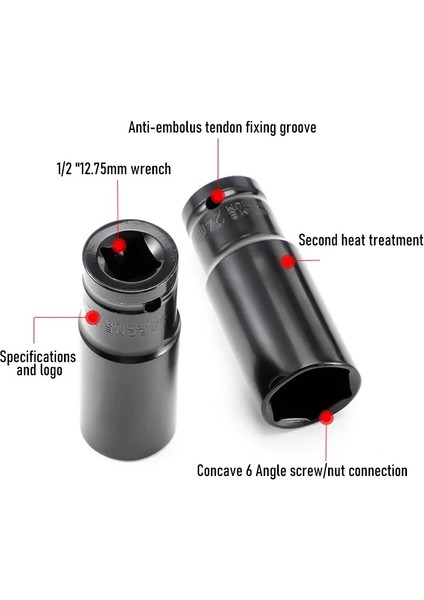 17MM 1 Adet 1/2 ''uzun Darbe Soketleri 6 Noktalı Altıgen Anahtar Siyah Metrik 8 ~ 19MM Soket Kafası Yüksek Tork Pnömatik Anahtar Mekanik Aletler (Yurt Dışından)