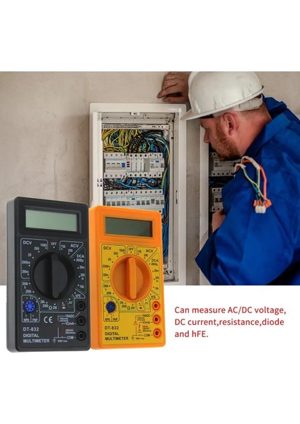 Sarı DT-832 Mini Cep Dijital Multimetre 1999 Sayımları Ac/dc Volt Amp Ohm Diyot Hfe Süreklilik Test Cihazı Ampermetre Voltmetre Ohmmetre (Yurt Dışından)