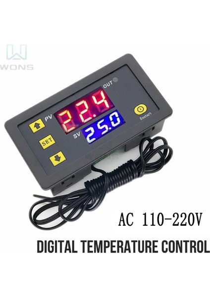 1m 10K 3950 Tel Dijital Termostat W3230 Ac 110-220V Dijital Sıcaklık Kontrolü LED Ekran Termostatı Isı/soğutma Kontrol Cihazı (Yurt Dışından)