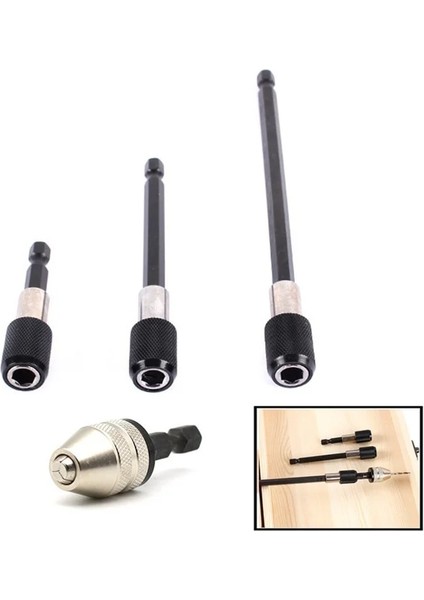Siyah 100MM 1/4 Inç Altıgen Kolu Hızlı Açılan Tornavida Manyetik Bit Tutucu Ayarlanabilir Yaka Uzatma Çubuğu Çubuk 60MM 100MM 150MM (Yurt Dışından)
