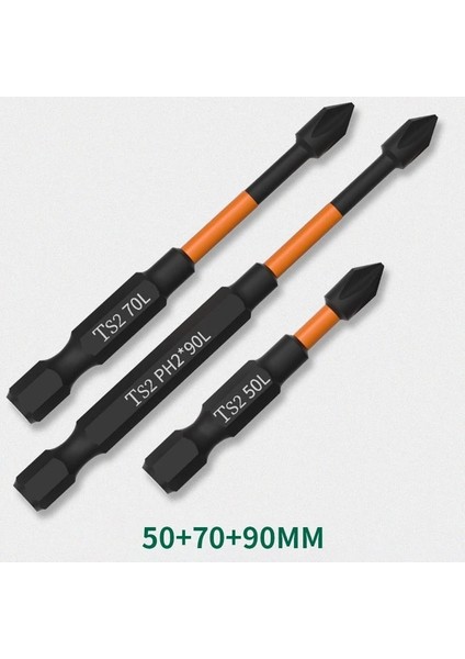 Set 3 1/2/5/pc Ph2 Tornavida Seti Manyetik Toplu Kafa Darbe Güçlü Çapraz Yüksek Sertlik 25/50/65/70/90/150MM Anti Kaymaz Su Geçirmez (Yurt Dışından)