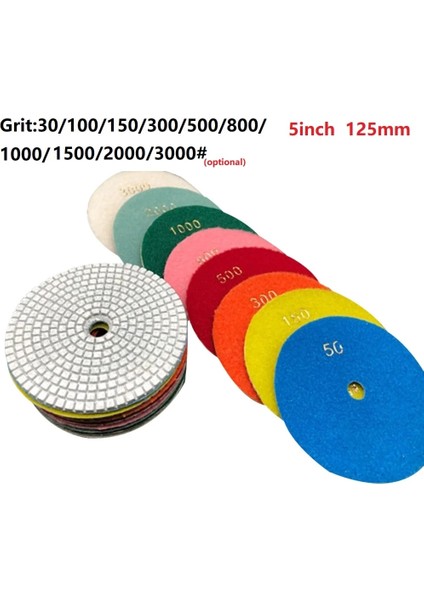1000 Irmik 5 "125MM Kuru/ıslak Elmas Parlatma Pedleri Granit Mermer Taş Için Keskin Esnek Taşlama Diskleri 30/100/150/300/500/800/1000 Irmik (Yurt Dışından) fiyatları
