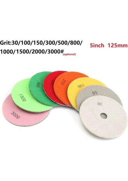 1000 Irmik 5 "125MM Kuru/ıslak Elmas Parlatma Pedleri Granit Mermer Taş Için Keskin Esnek Taşlama Diskleri 30/100/150/300/500/800/1000 Irmik (Yurt Dışından) fırsatları
