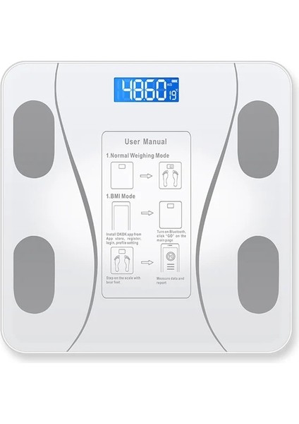 Beyaz Bluetooth Uyumlu Elektronik Tartı Vücut Dijital Akıllı Ev Tartı Ev Insan Sağlığı Yağ Ölçüm Ölçeği (Yurt Dışından)