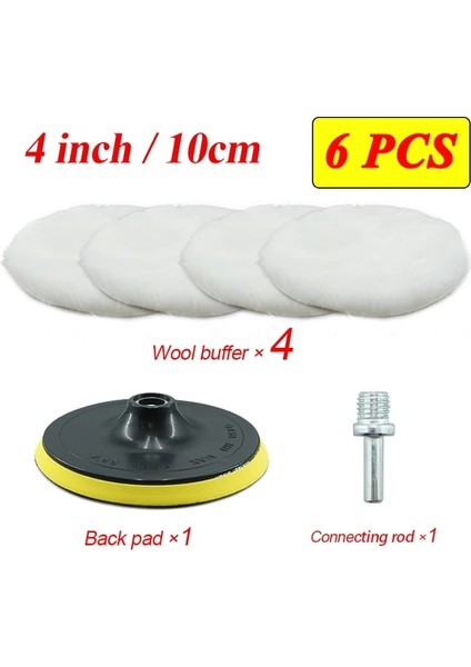 4 Inç 6 Adet 3/4/5/6/7 Inç Parlatma Kiti Parlatma Pedi Araba Ağda Sünger Disk Yün Tekerlek Oto Boya Bakım Parlatıcı Pedleri Araba Gadget (Yurt Dışından)