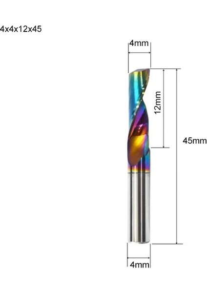 4X12X45 1 Adet 5A Alüminyum Freze Için Tek Flüt Dlc Kaplamalı Renkli Alüminyum Profil Kompozit Kesme Kafası Gravür (Yurt Dışından)