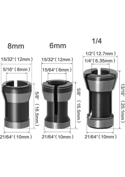 02 Ayna 8mm 1/3 Adet Kırpma Oyma Makinesi Pens Aynaları Kalıp Öğütücü Yönlendirici 6/6.35/8mm Bit Şaft Adaptörü Tutar Çardak Sapları Araçları (Yurt Dışından)