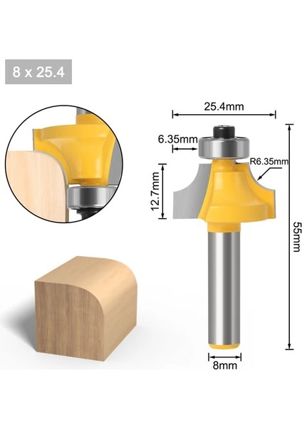 8X25.4 1 Adet 8mm Köşe Yuvarlak Yönlendirici Bit Ahşap Ağaç Işleme Aleti Için Rulman ile Tungsten Karbür Freze Kesicisi (Yurt Dışından)
