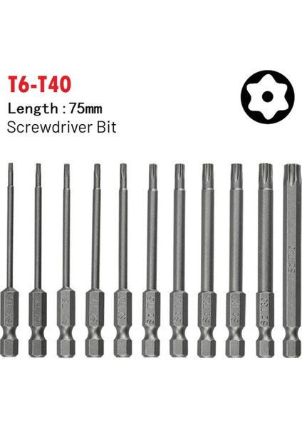 T8 Torx Tornavida Bit Manyetik Kafa Tornavida SETI/T7/T8/T9/T10/T15/T20/T25/T27/T30/T40 75MM Ekstra Uzun Elektrikli Alet Parçaları (Yurt Dışından) fiyatları