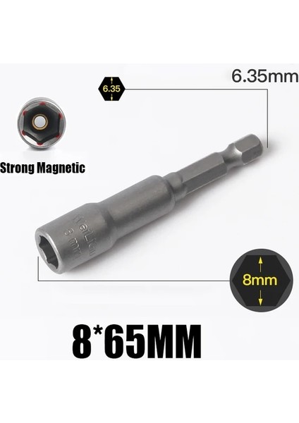 8mm x 65MM 1 Adet 5MM-19MM Hex Darbe Soket Manyetik Somun Tornavida Seti 1/4 6.35MM Anahtarı Matkap 65MM Uzun Adaptör Elektrikli Matkap Soket Kiti (Yurt Dışından)