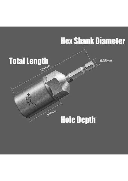1 Adet 7mm 5MM-19MM Darbe Altıgen Soket Kol Somun Tornavida Hex Shank Somun Lokma Anahtar Darbeli Sürücü Soket Kiti 80MM Matkap Ucu Adaptörü (Yurt Dışından)