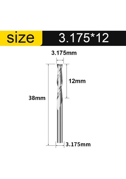 1 Adet 3.175X12 Vsharp Cnc Gravür Yönlendirici Bit Düz Burun End Mill 2 Iki Flüt Spiral Upcut Freze Kesicisi Aracı Karbür Uçları Ahşap Mdf Pvc (Yurt Dışından)