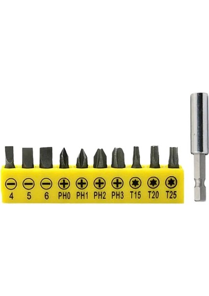 11 Adet 25MM Tornavida Ucu Seti Çok Fonksiyonlu Çok Yönlü Tornavidalar Uzatma Çubuğu Alet Takımı Oluklu/ph/torx Çapraz Matkap Ucu Kafa T20 (Yurt Dışından)