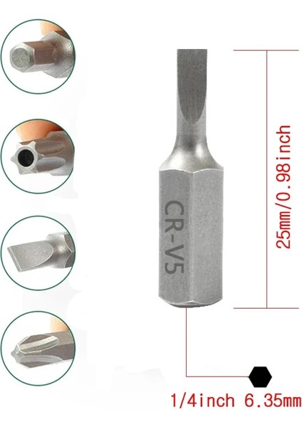 11 Adet 25MM Tornavida Ucu Seti Çok Fonksiyonlu Çok Yönlü Tornavidalar Uzatma Çubuğu Alet Takımı Oluklu/ph/torx Çapraz Matkap Ucu Kafa T20 (Yurt Dışından)