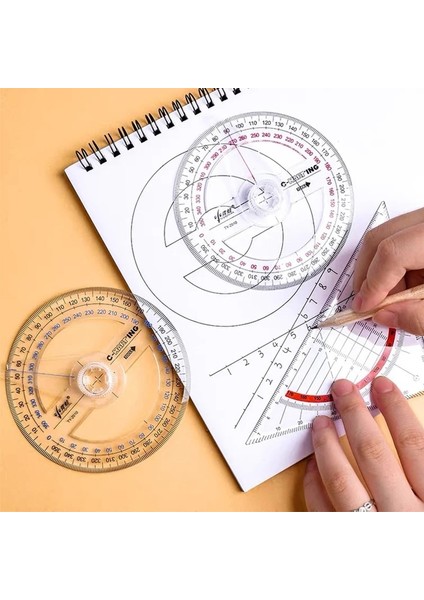 Beyaz Yeni Taşınabilir Çapı 10 cm Plastik 360 Derece Işaretçi Iletki Cetvel Açı Bulucu Salıncak Kolu Okul Ofis Malzemeleri (Yurt Dışından) modelleri