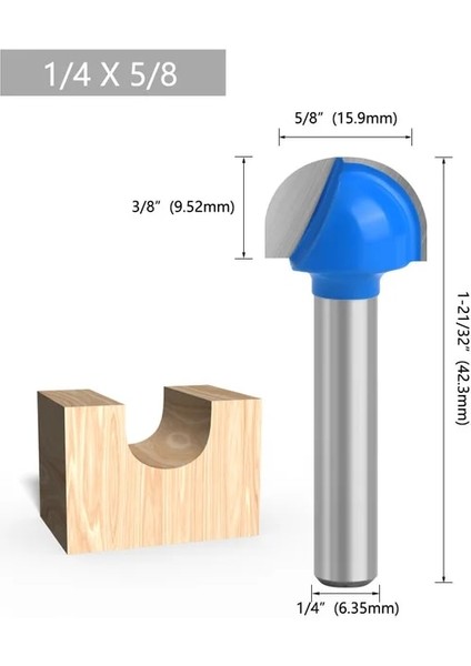 05 1 Adet 1/4 "6.35MM Shank Ahşap Oyma Topu Burun Yönlendirici Bit Yuvarlak Freze Ahşap Için Kesici Cnc Yarıçapı Çekirdek Kutusu Katı Karbür Araçları (Yurt Dışından)