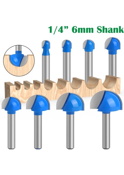 05 1 Adet 1/4 "6.35MM Shank Ahşap Oyma Topu Burun Yönlendirici Bit Yuvarlak Freze Ahşap Için Kesici Cnc Yarıçapı Çekirdek Kutusu Katı Karbür Araçları (Yurt Dışından)