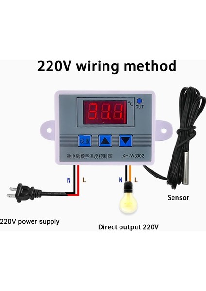 XH-W3002 Dc 24V XH-W3002 Sıcaklık Kontrol Cihazı AC110V-220V DC12V/24V LED Dijital Kontrol Termostat Mikrobilgisayar Anahtarı Termoregülatör Sensörü (Yurt Dışından)