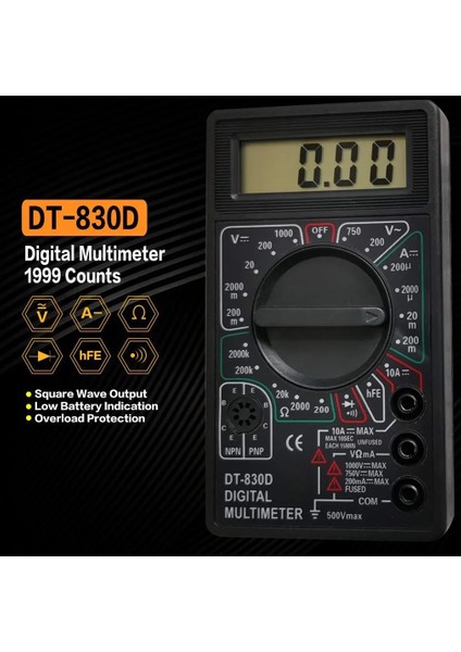 YB50502 DT-830D Mini Cep Dijital Multimetre 1999 Sayımlar Volt Amp Ohm Diyot Hfe Süreklilik Test Cihazı Ampermetre Voltmetre Ohmmetre (Yurt Dışından)