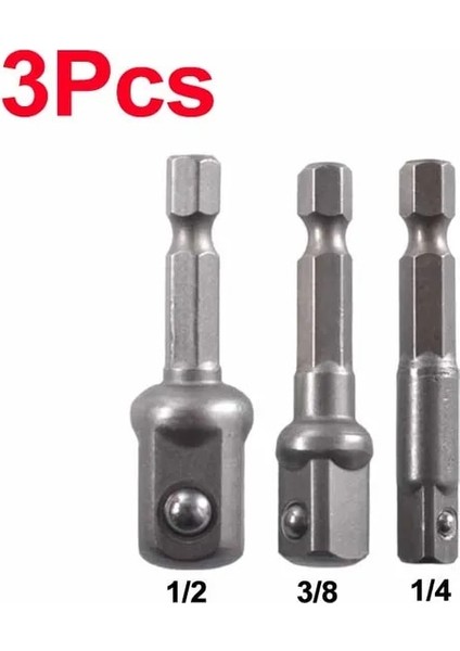 3 Adet (1 Takım) Hex Elektrikli Matkap Ucu Sürücü Soket Uçları Seti 1/4 "3/8" 1/2 "adaptör Anahtarı Kol Uzatma Çubuğu Elektrikli Tornavida Uçları Aracı (Yurt Dışından)