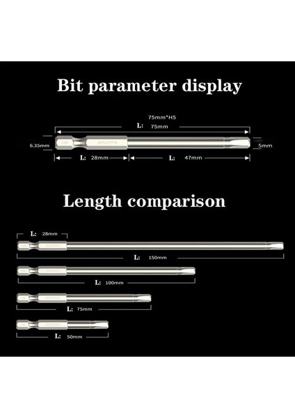 75MM 6.0 50/75/150MM Tornavida Ucu Seti 1/4 Inç Shank S2 Manyetik Iç Altıgen Tornavidalar Kafa Tornavida Matkap Seti Alet Takımı Kafa (Yurt Dışından)
