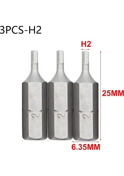 3pcs-H2 3 Adet 25MM Tornavida Uçları Seti 1/4 Inç Hex Shank Cr-V Elektrikli Vida Matkap Ucu T10-T40,H2-H6,SL4-SL6,PH1-PH3,PZ1-PZ3 (Yurt Dışından)