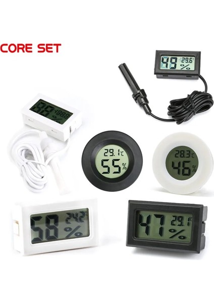 Siyah Daire Mini LCD Dijital Termometre Higrometre Probu Kuluçka Makinesi Buzdolabı Dondurucu Thermograph Sıcaklık Nem Ölçer Dedektörü (Yurt Dışından)