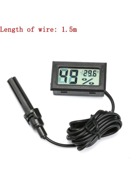 Siyah Daire Mini LCD Dijital Termometre Higrometre Probu Kuluçka Makinesi Buzdolabı Dondurucu Thermograph Sıcaklık Nem Ölçer Dedektörü (Yurt Dışından)