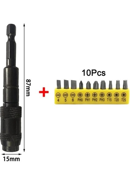 Siyah Set 1/4 "altıgen Manyetik Halka Tornavida Uçları Matkap El Aletleri Matkap Ucu Uzatma Çubuğu Hızlı Değişim Tutucu Tahrik Kılavuzu Vida Matkap Ucu (Yurt Dışından)
