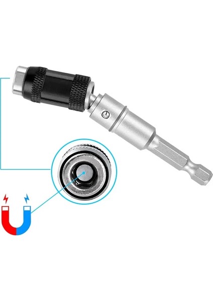 Siyah Set 1/4 "altıgen Manyetik Halka Tornavida Uçları Matkap El Aletleri Matkap Ucu Uzatma Çubuğu Hızlı Değişim Tutucu Tahrik Kılavuzu Vida Matkap Ucu (Yurt Dışından) modelleri