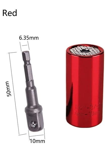 Kırmızı 7-19 mm Evrensel Tork Anahtarı Kafa Seti Soket Kol Cırcır Burç Anahtarı Elektrikli Matkap Anahtarı Çok El Aletleri (Yurt Dışından)