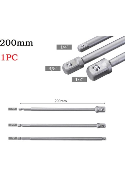 9.5mm 1 Adet Soket Çubuk Anahtarı Adaptörü Uzatma Aracı 200MM Darbe Soket Adaptörü Hex Shank 1/4 3/8 1/2 Uzatma Matkap Uçları Bar (Yurt Dışından)