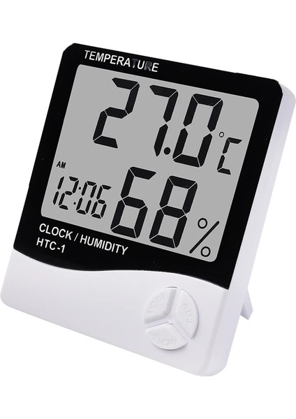 Htc-2 LCD Elektronik Dijital Sıcaklık Nem Ölçer Termometre Higrometre Iç Mekan Dış Mekan Hava Istasyonu Saat Htc-1 Htc-2 (Yurt Dışından) modelleri