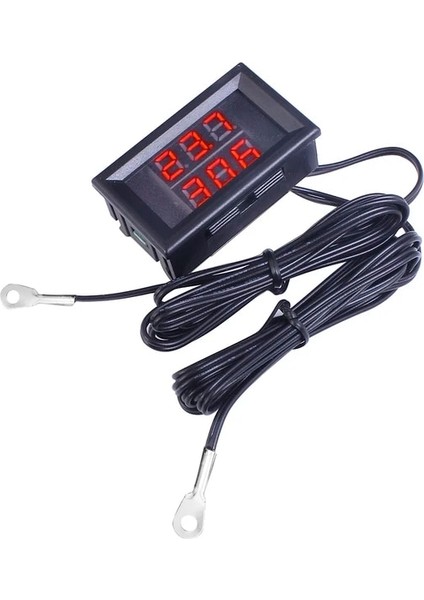 Kırmızı Kırmızı Dc 4 V-28 V 0.28 Inç Mini LED Çift Ekran Dijital Sıcaklık Sensörü, Ntc Su Geçirmez Metal Çift Problu Sıcaklık Test Cihazı (Yurt Dışından)
