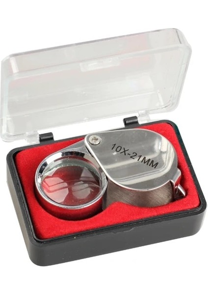 10X 21 mm Kutu ile Metal Takı Büyüteç Kuyumcular Göz Aracı Mücevherat Katlanır Büyüteç Cam Lens Büyüteç Üçlü Cam Takı Elmas (Yurt Dışından)