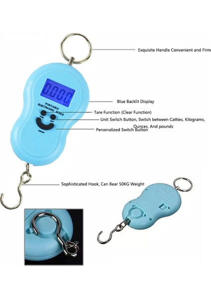 Black1 Terazi Taşınabilir Dijital Mutfak Terazisi Mini Ölçekli Elektronik Balıkçılık Bagaj Seyahat Ağırlık Steelyard 50 kg 10G Ağırlık (Yurt Dışından) modelleri