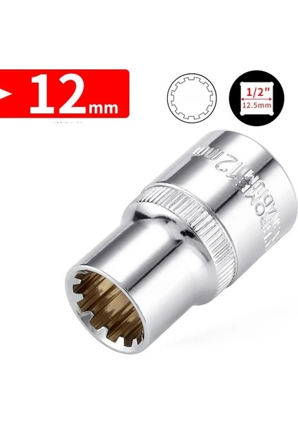 12MM 1/2 "inç 12.5mm Kare Sürücü Soket Bit Cırcır Anahtarı Soket Güç Aracı Torx Yıldız Bit Oto Tamir El Aletleri (Yurt Dışından)