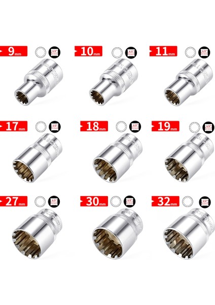 12MM 1/2 "inç 12.5mm Kare Sürücü Soket Bit Cırcır Anahtarı Soket Güç Aracı Torx Yıldız Bit Oto Tamir El Aletleri (Yurt Dışından) fiyatları