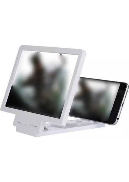 Beyaz 3D Ekranlı Cep Telefonu Amplifikatörü 8 Inç Hd Video Büyüteç Projektör Pratik Taşınabilir Projektörler (Yurt Dışından)