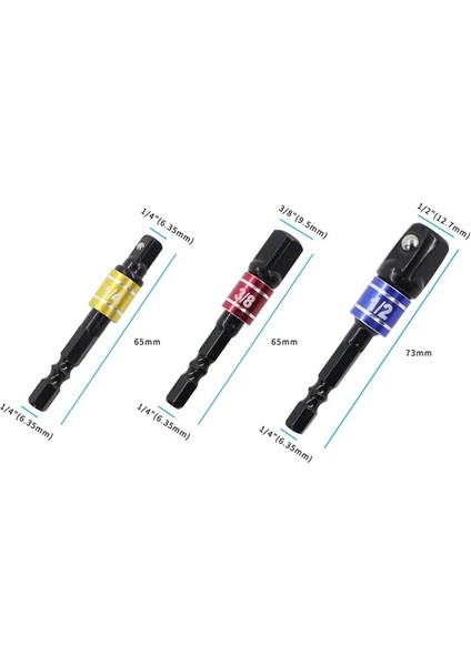 3 Adet Krom Vanadyum Çelik Soket Adaptörü Hex Shank Kare Kafa Uzatma Matkap Uçları Altıgen Çubuk Seti Elektrikli El Aletleri (Yurt Dışından)