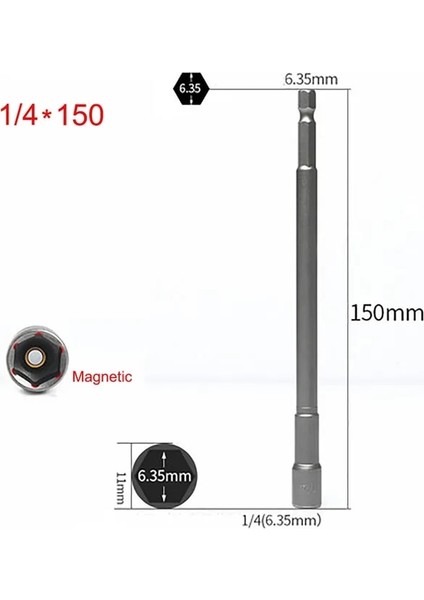 150MM x 1ı4 1 Adet Manyetik Altıgen Soket Kol Bit Somun Sürücü Elektrikli Matkaplar Için Darbeli Sürücüler El Matkapları Araçları 1/4 3/8 1/2 5/16 7/16 Inç (Yurt Dışından)
